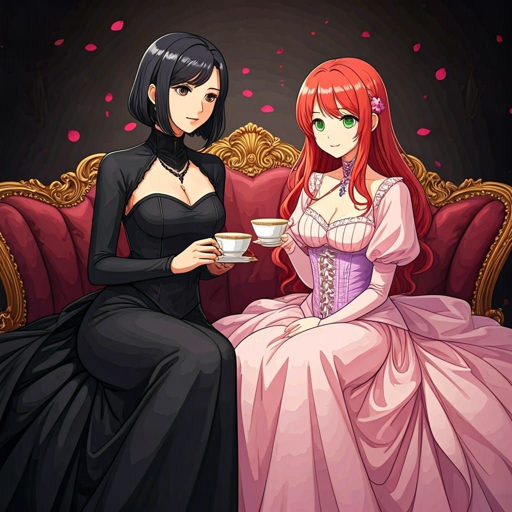 Thai and Japanese Women Share Tea, Comic Book Style