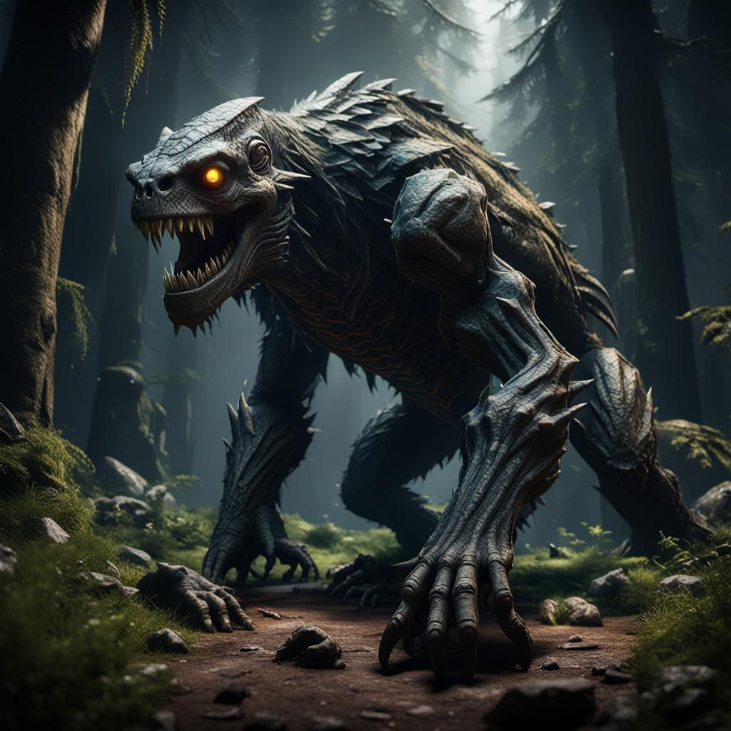 Detailed 3D Cryptid Render in Cinematic Style