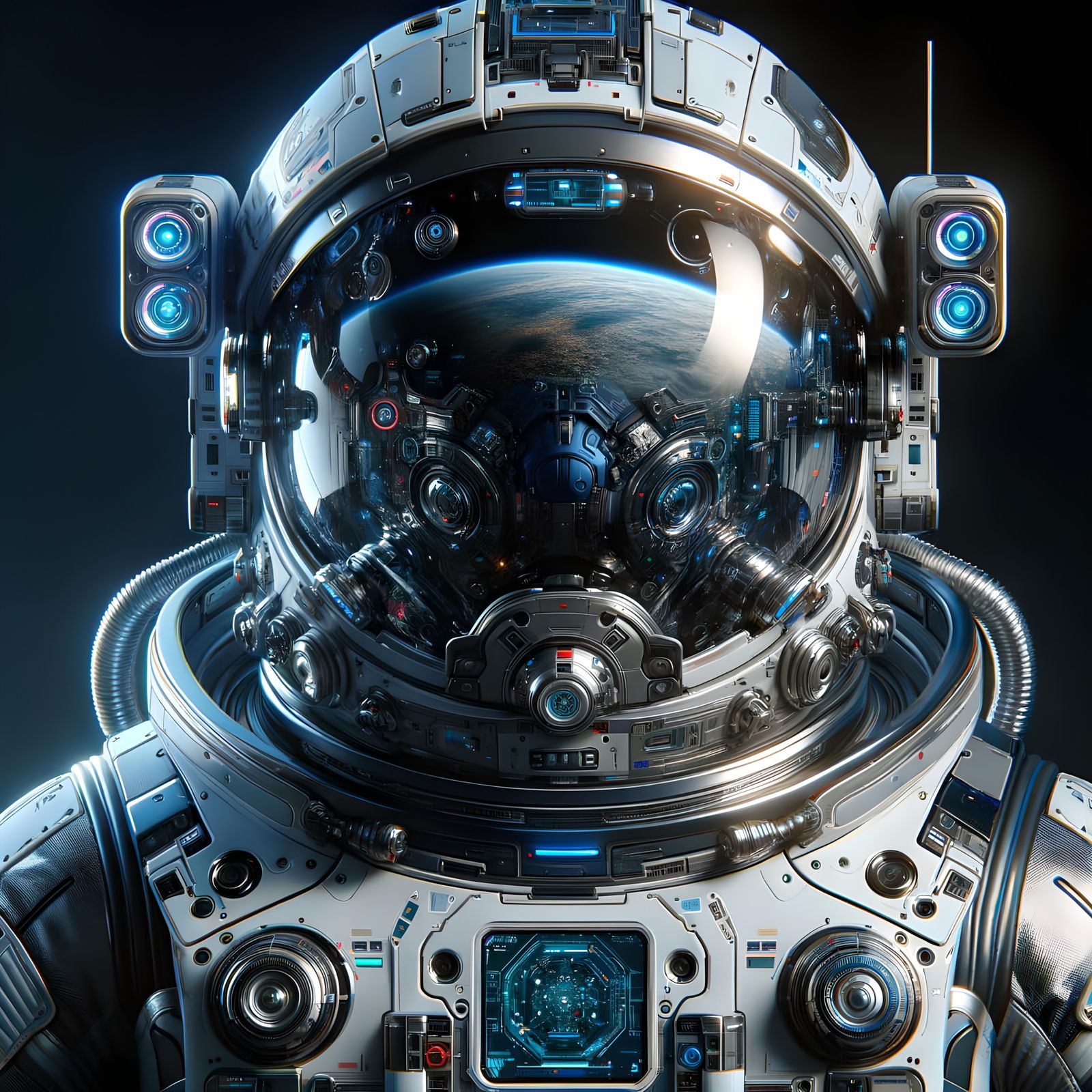 Photorealistic Futuristic Astronaut with Hi-Tech Suit