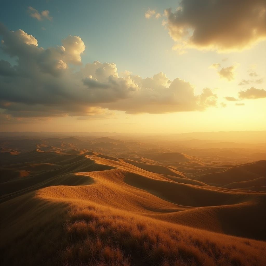 Rolling Hills in Warm Golden Light