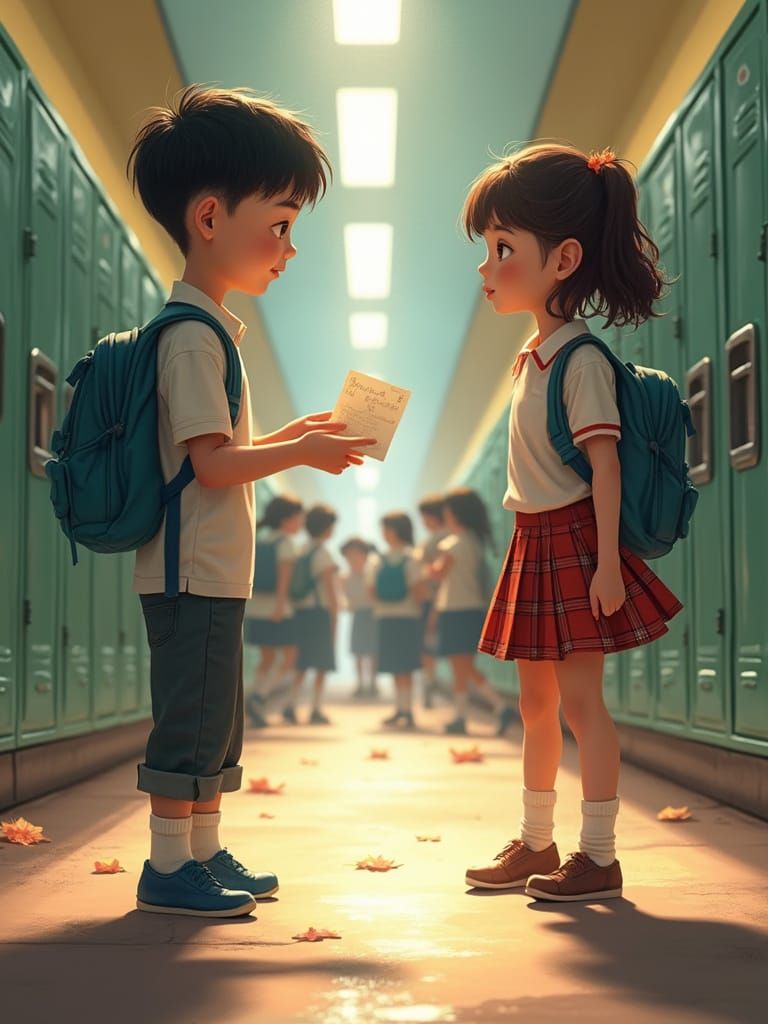 Boy's Love Note Rejection in Animated Style
