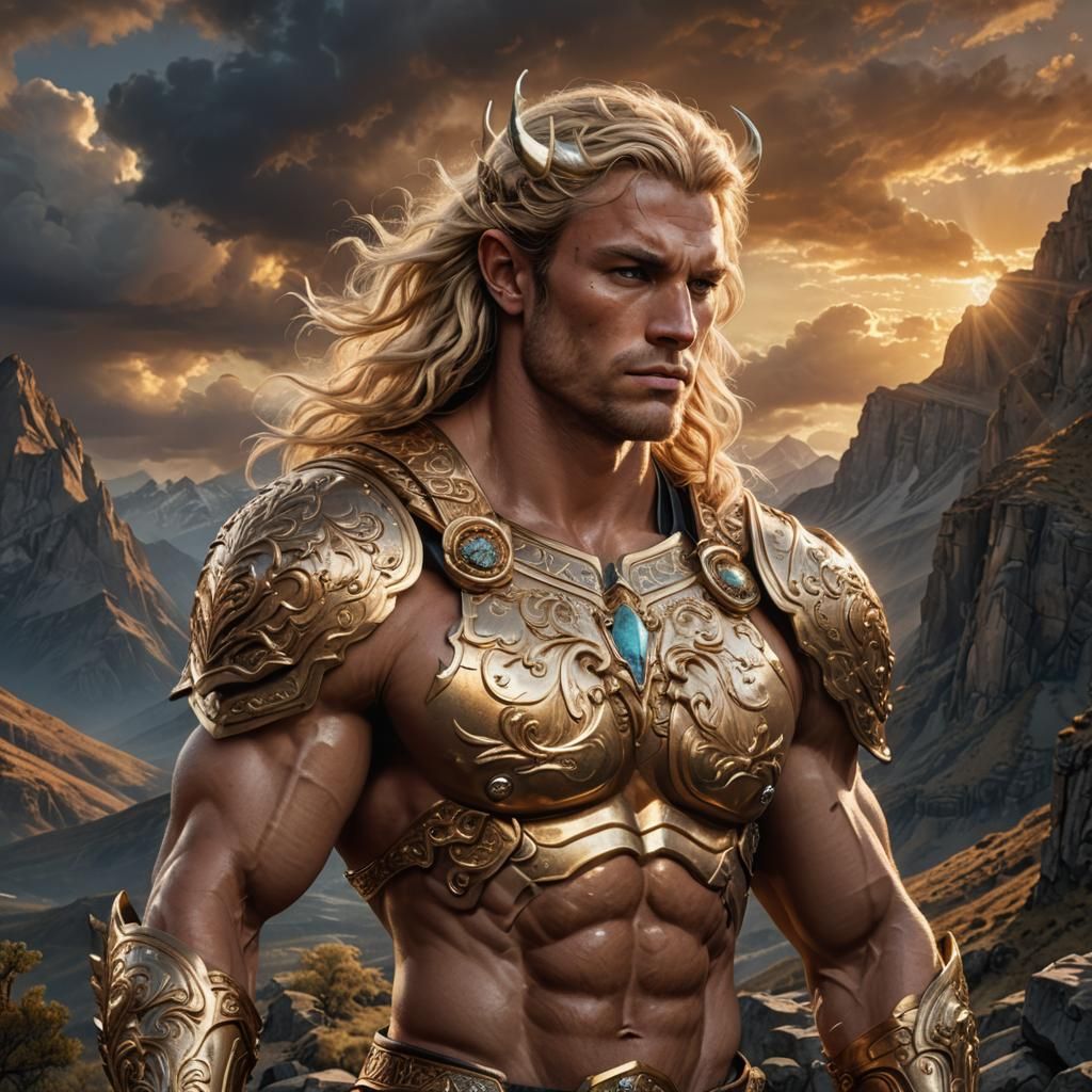 Majestic Armored Centaur in Mountainous Landscape