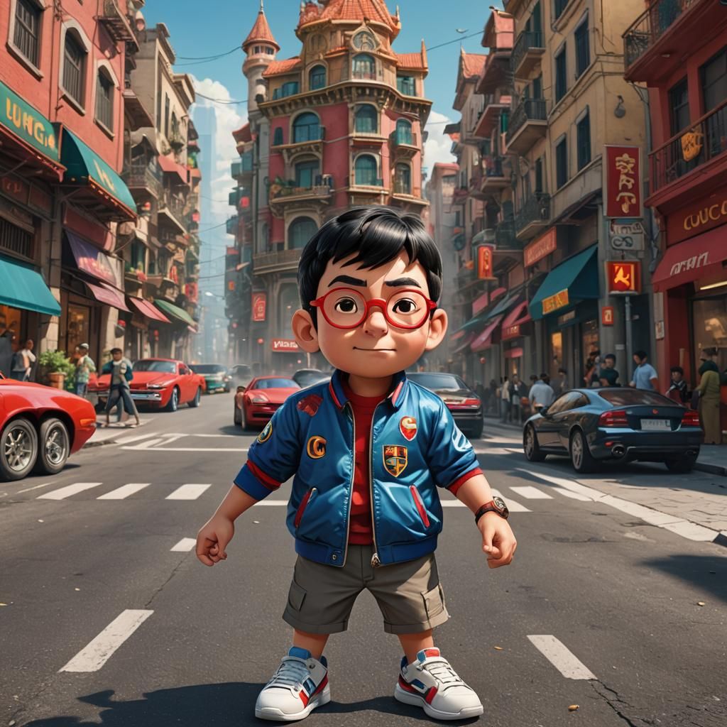 Nobita Concept Art with Flying Ferrari, Digital Matte Painti...