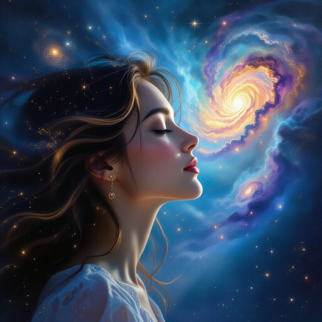 Mystical Surrealism: Woman Foreseeing Cosmic Visions