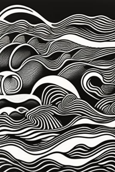 Surreal Waterfall and Mountains in Giger Style