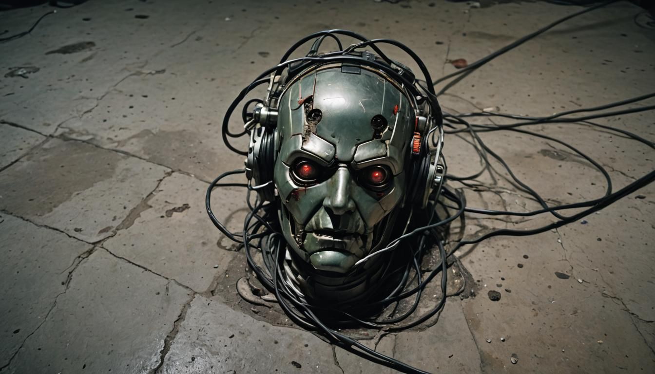 Severed Android Head in Sci-Fi Underground