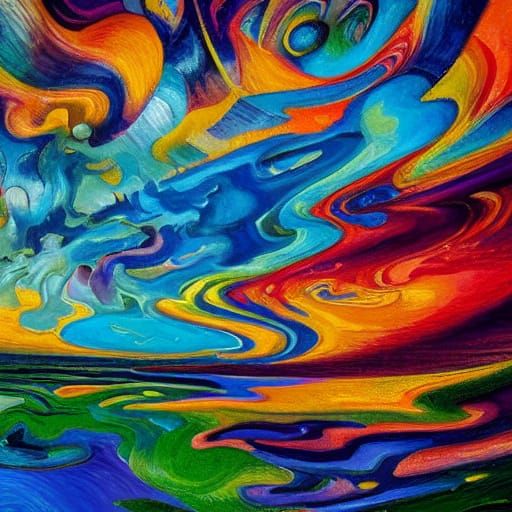 Alien in Wonderland as Neo-Impressionist Gouache Painting