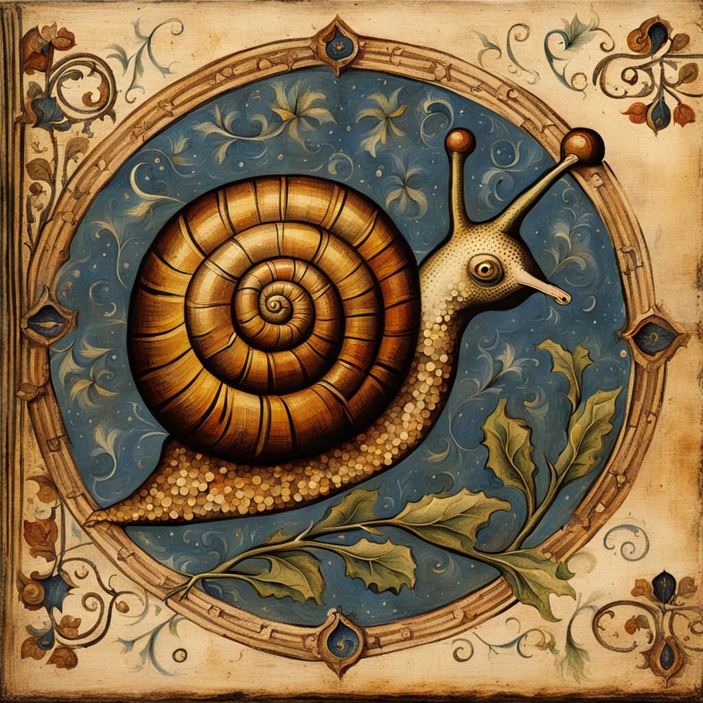 Snail Painted on Medieval Book Cover
