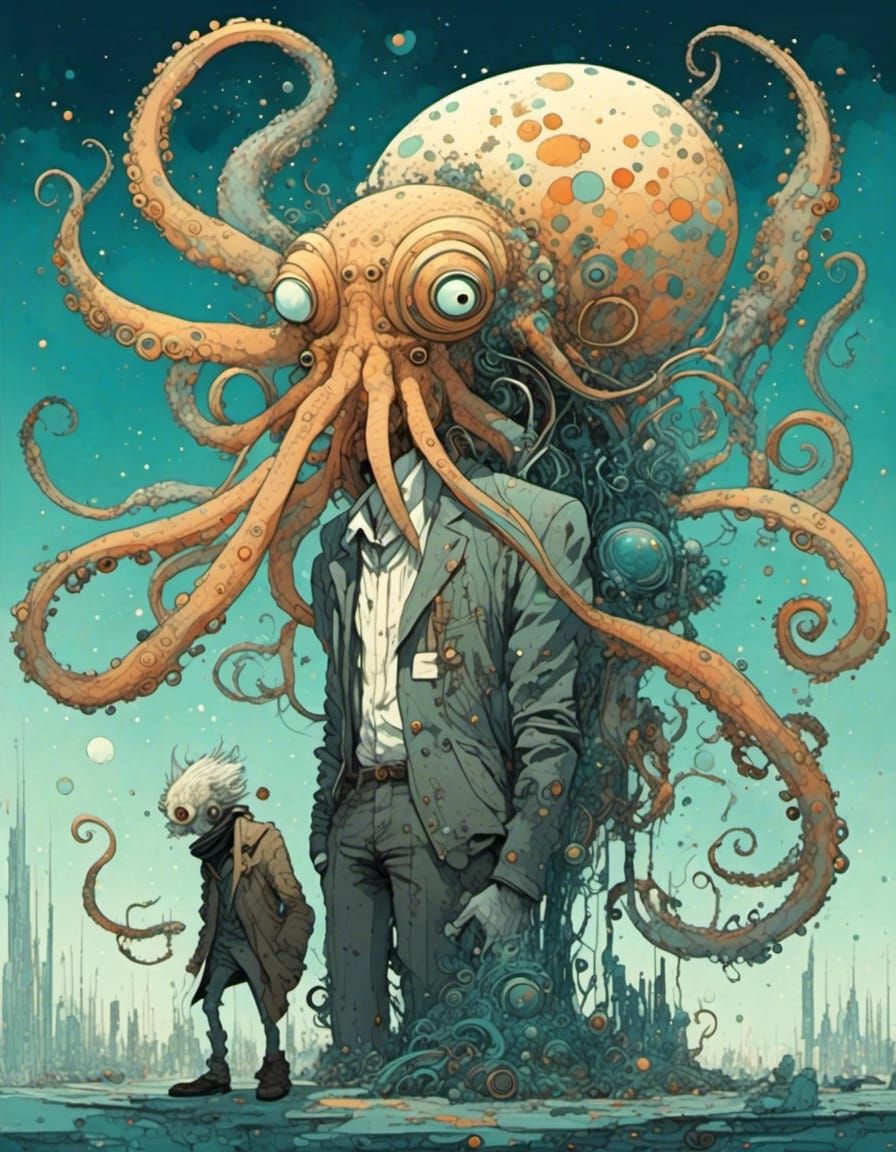 Retrofuturistic Octopus Man in Disguise