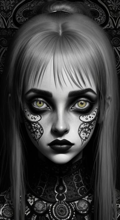 Tim Burton Inspired Portrait with Eccentric Eyes