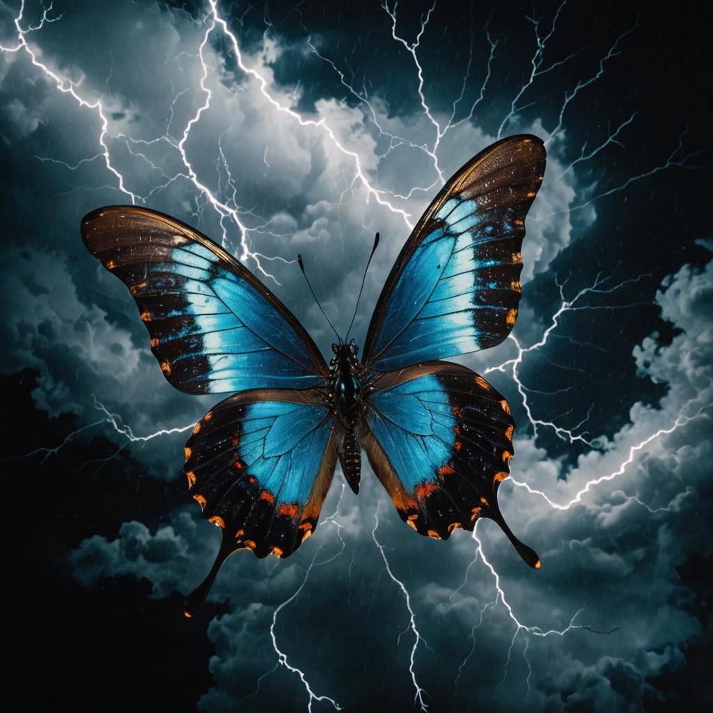 Stormy Butterfly Double Exposure in Macro Photography