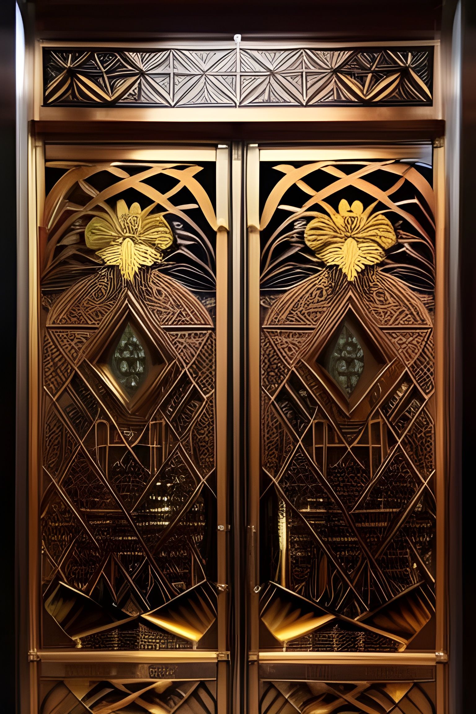 Lobby elevator doors of the Occidental Hotel, Vancouver (1933)