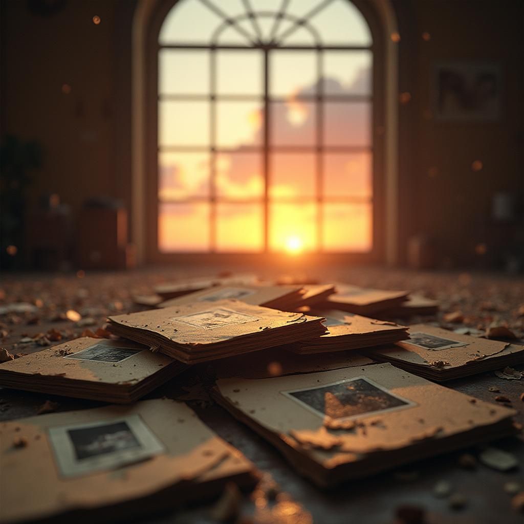 Dusty Photographs in Warm Sunlight, Fantasy Concept Art