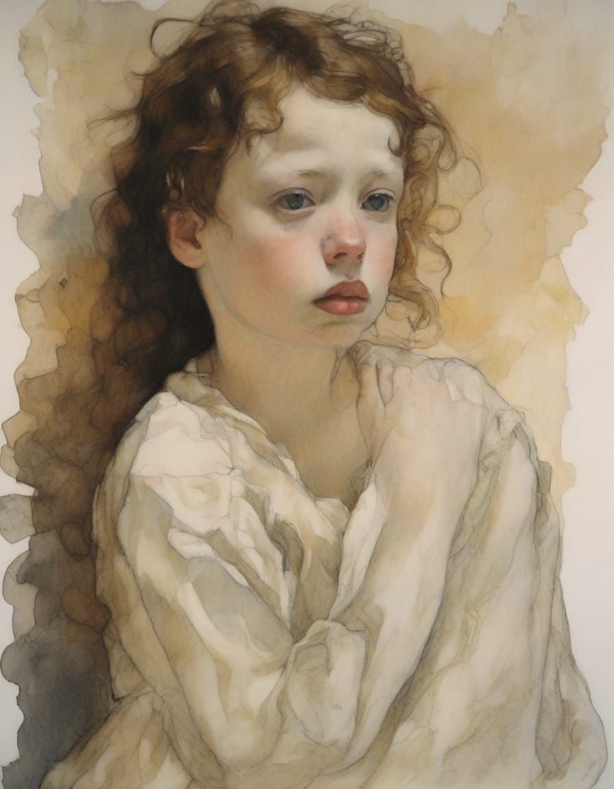 Wise Child Portrait in Early 20th Century Style