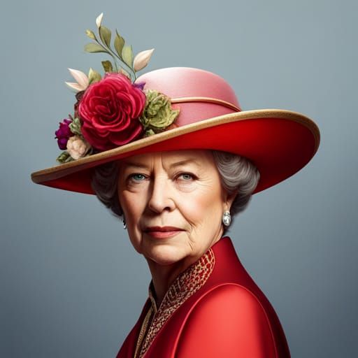 Queen Elizabeth II Portrait in Digital Art Style