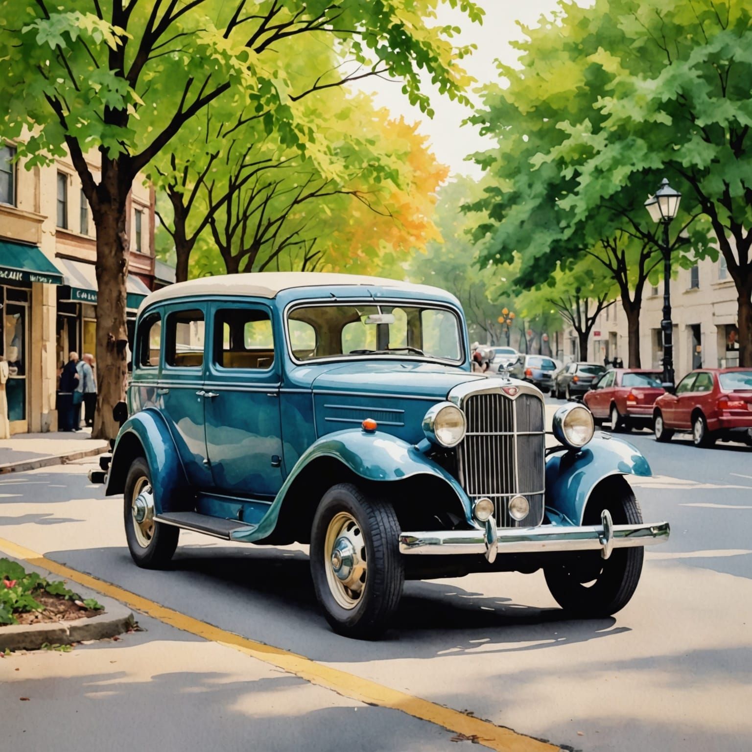 V-J Day Kiss in Watercolor Style