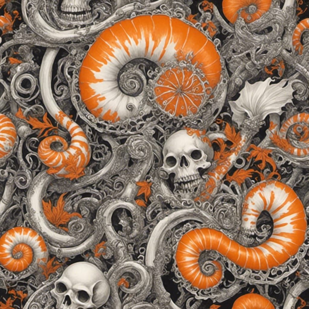 Vibrant Orange and White Nautilus Shell