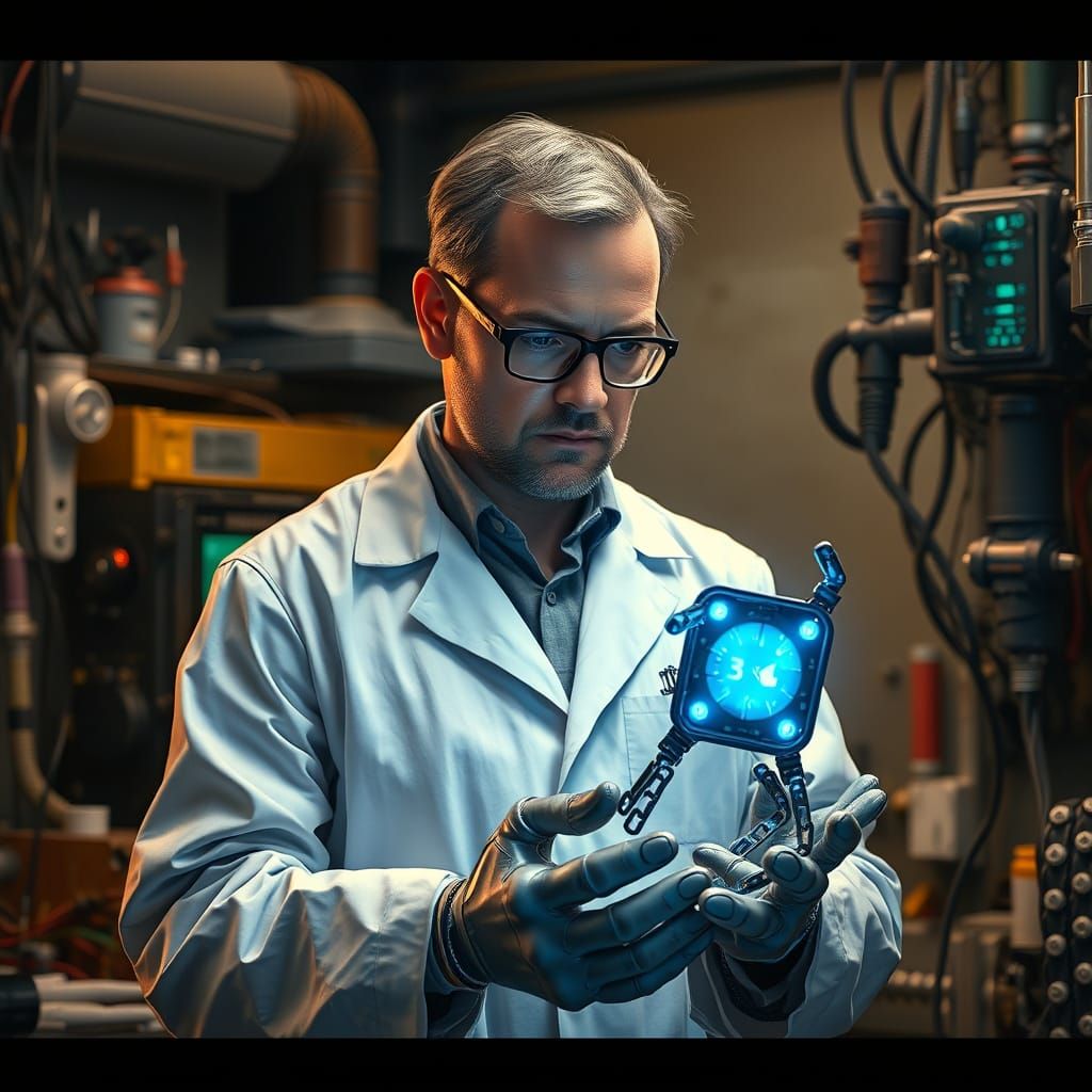 Scientist Creates Metallic Humanoid Robot in Fantasy Art Sty...