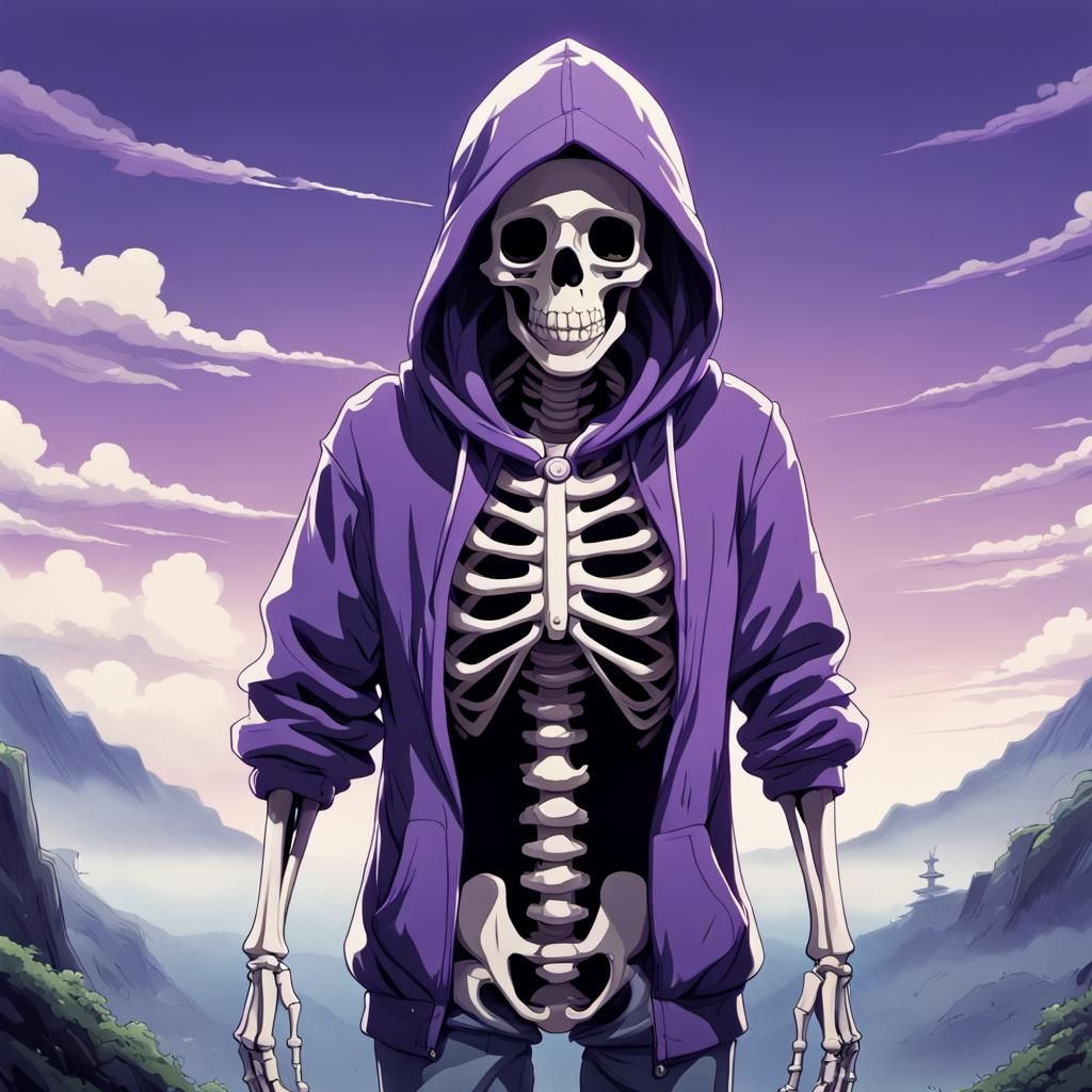 Skeleton in Purple Hoodie, Anime Key Visual
