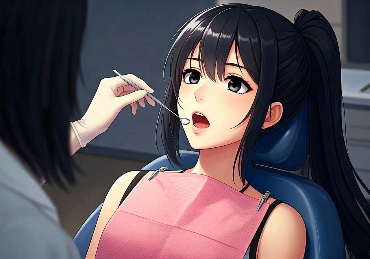 Anime Girl at Dentist: Studio Trigger Style