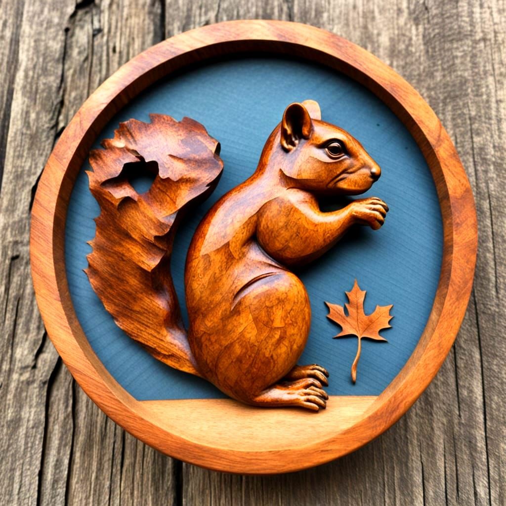 Maple Burl Squirrel Carving