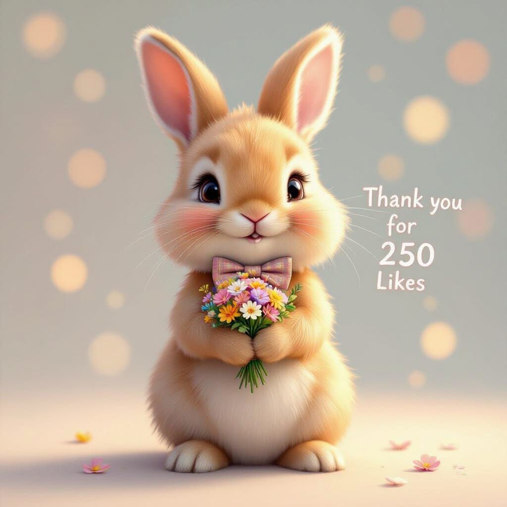 Whimsical Rabbit Thanks Viewers with Flowers and Bowtie