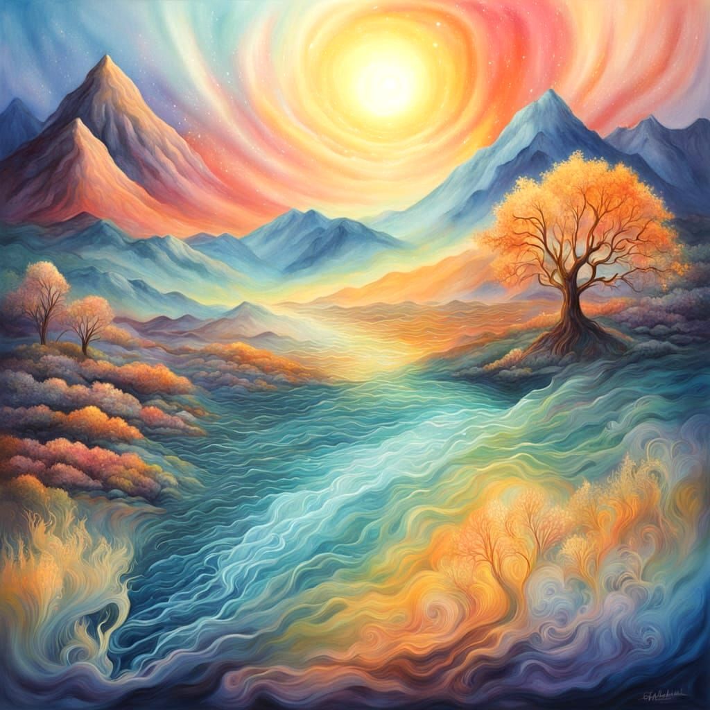 Surreal Cosmic Landscape in Pastel Colors