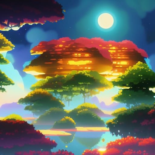 Gems in Gouache Style of Studio Ghibli