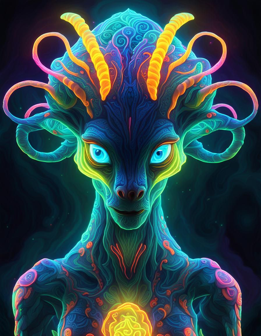 Magical Neon Creature in a Fantasy Realm