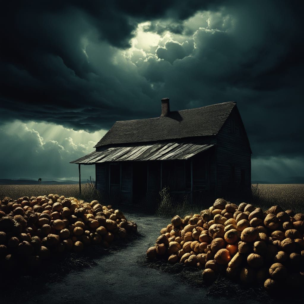 Surreal Farmstand Under a Bruised Sky