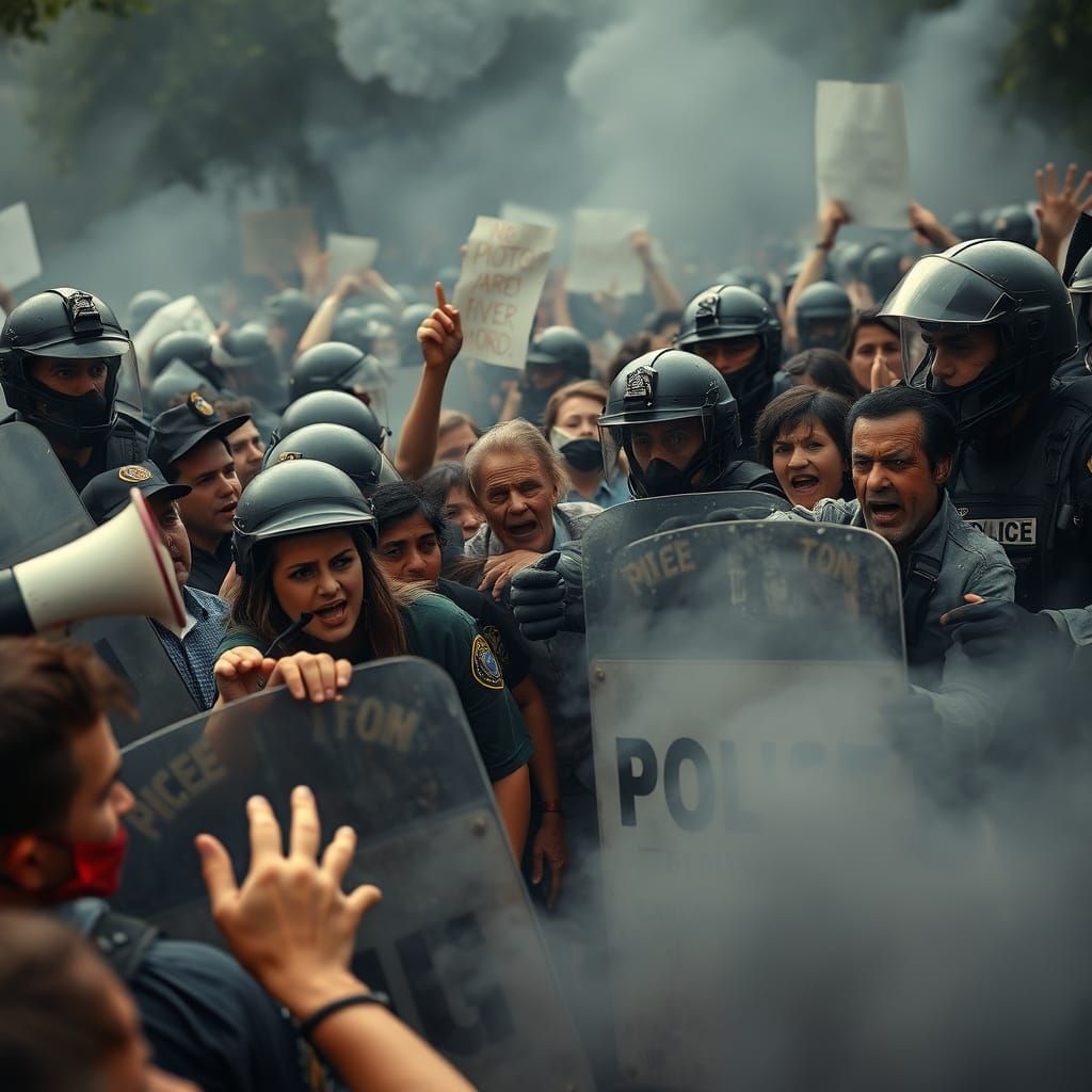 Tactical Police Clash with Furious Protestors in Gritty, Hig...