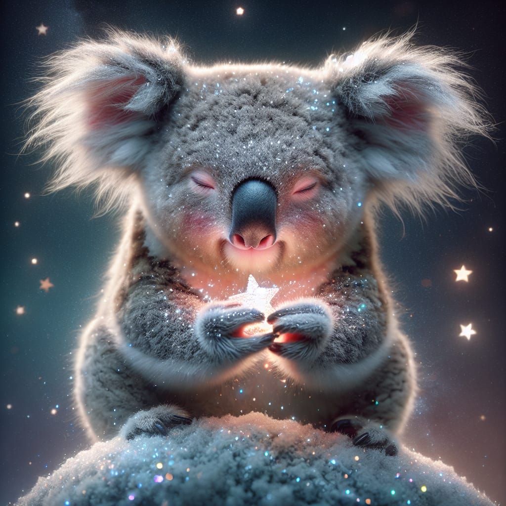 Enchanted Koala Soars on Shooting Star