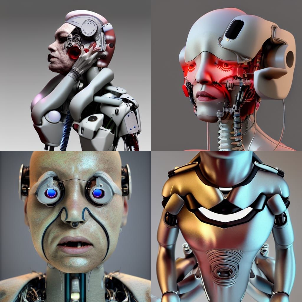 Distressed Bionic Cyborg in Detailed 3D Render