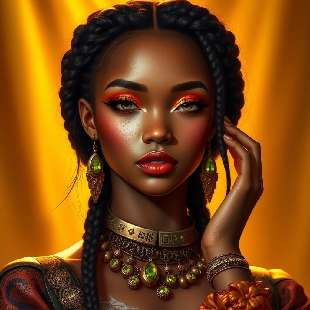 Regal Black Teenager in Steampunk Manhwa Style