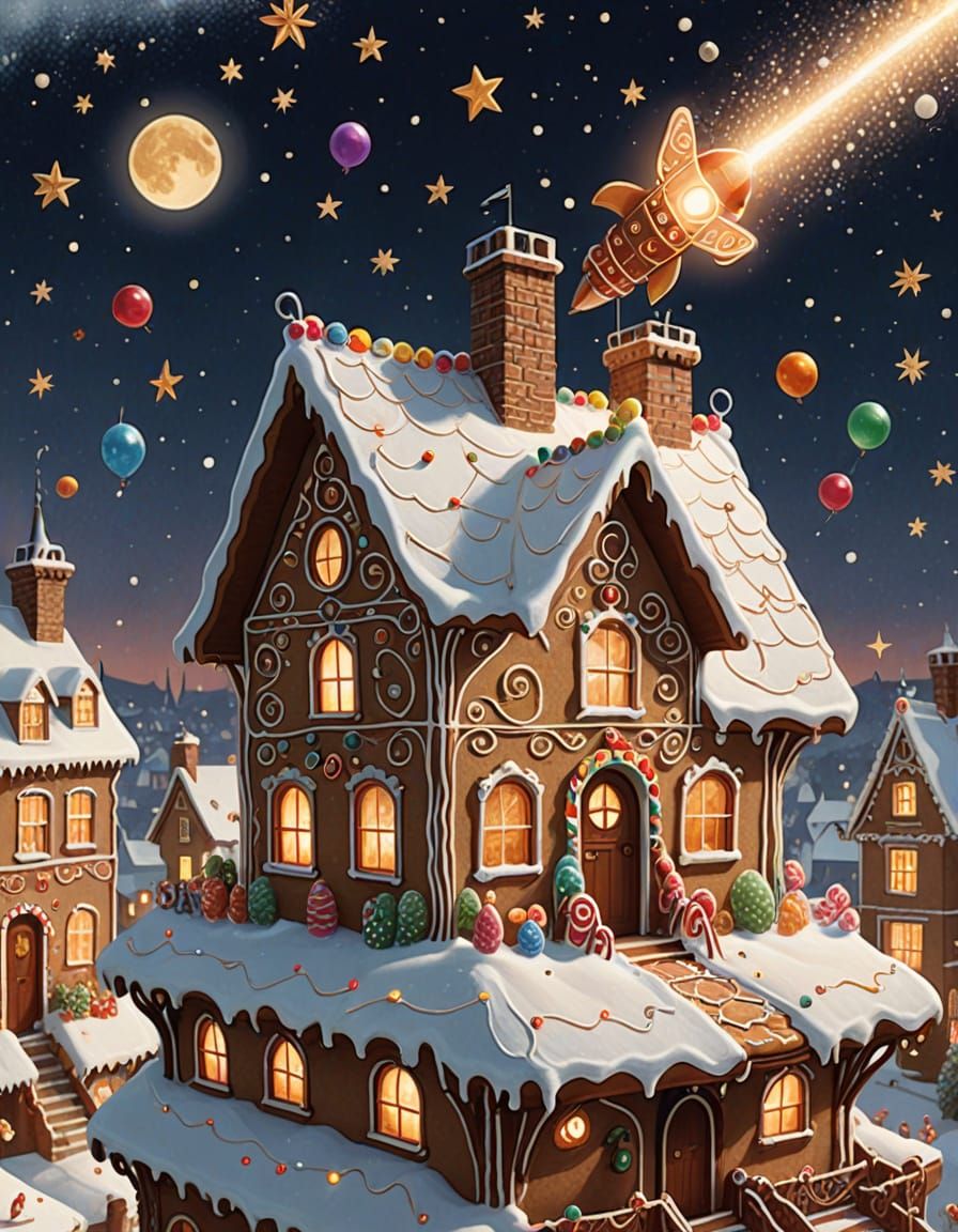Gingerbread Rocket Launch in Victorian Confectionery Style