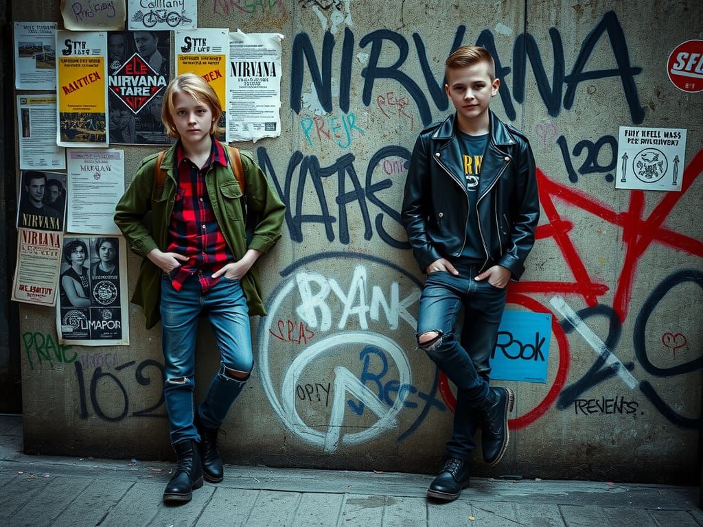 Teenage Grunge Boys in 90s Attire