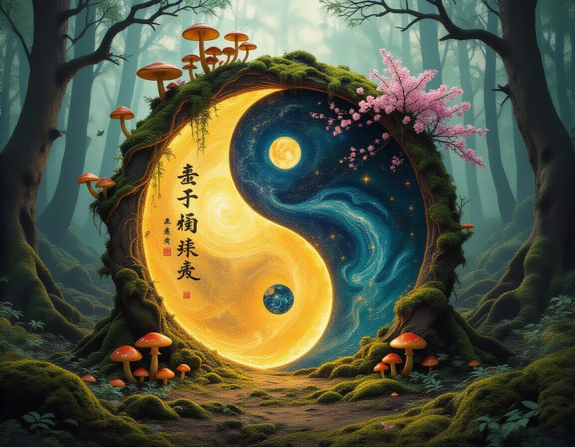 Stargate in Overgrown Forest as Impressionist Oil Painting