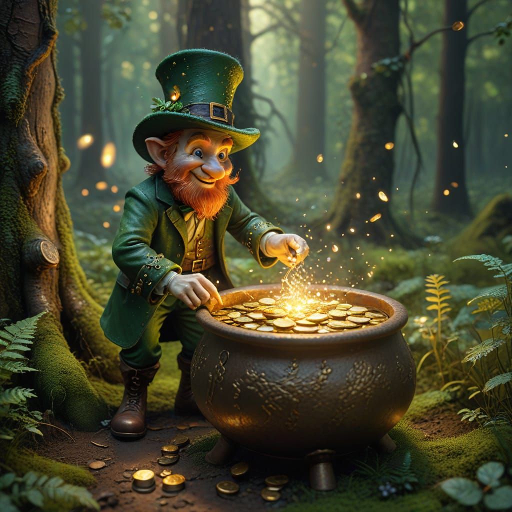 Whimsical Leprechaun in Emerald Forest
