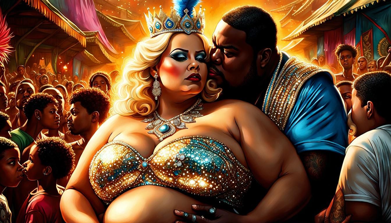 Carnival Queen Kiss in Rio: Detailed Digital Painting