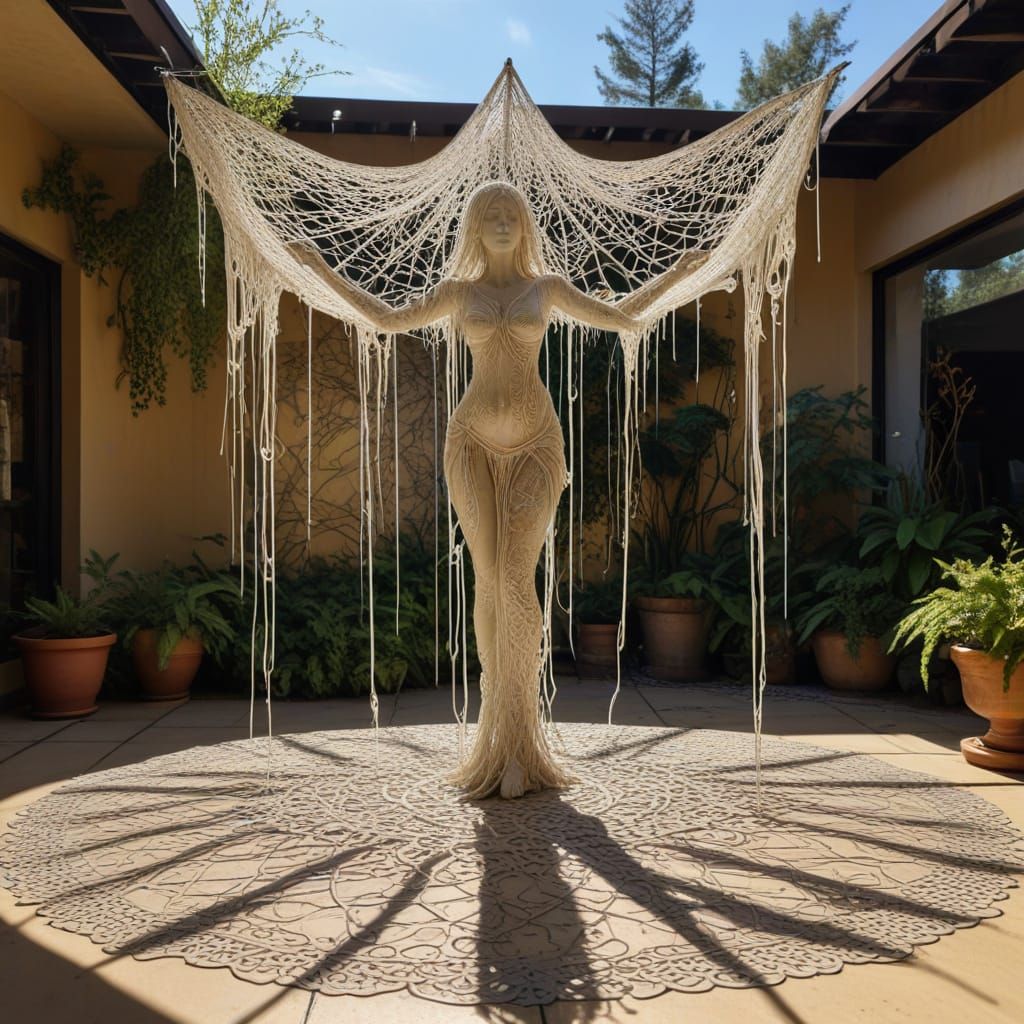 Surreal Fractal Lightscape with Nymph Dancer