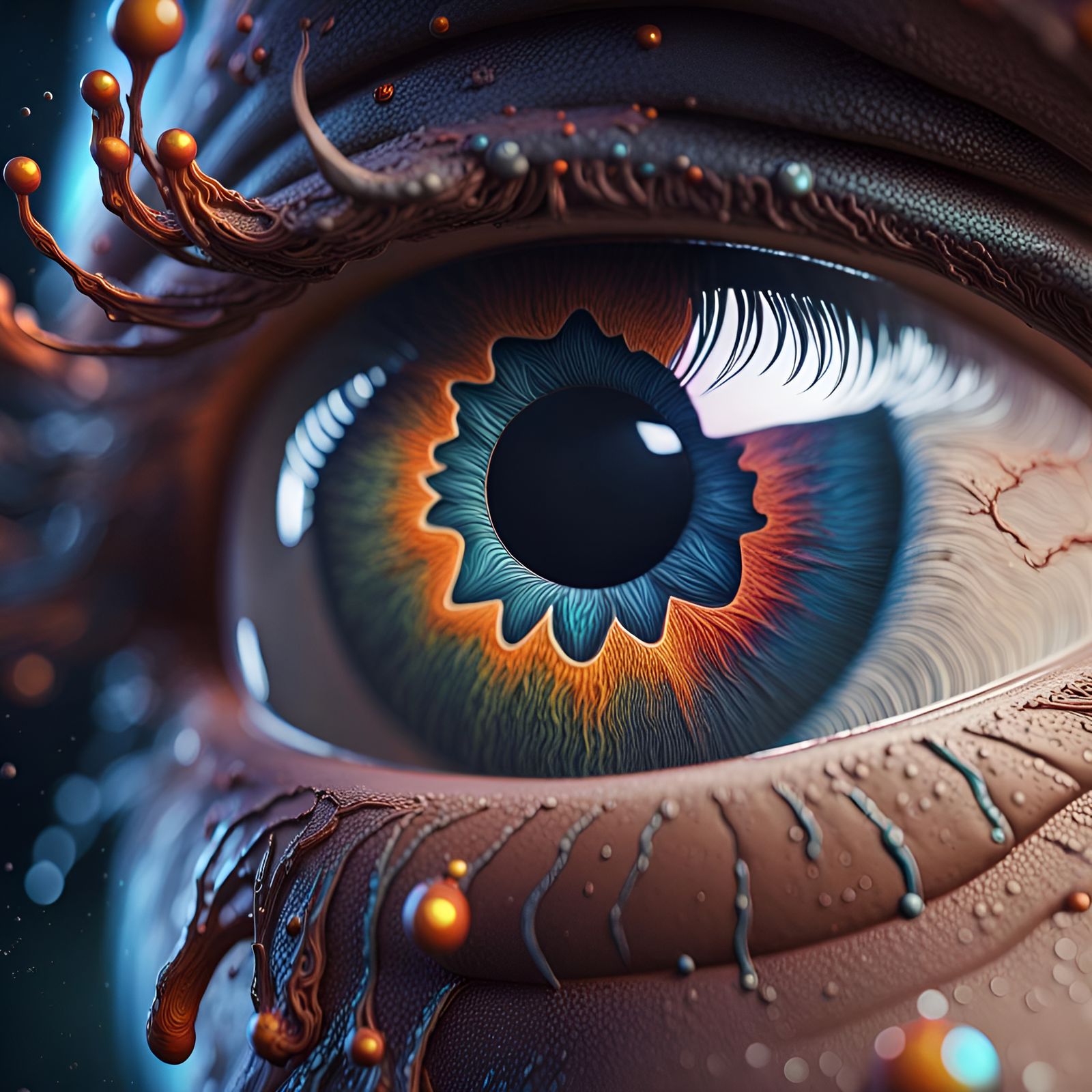 Cosmic Human Eye Macro in Hyperrealistic Concept Art