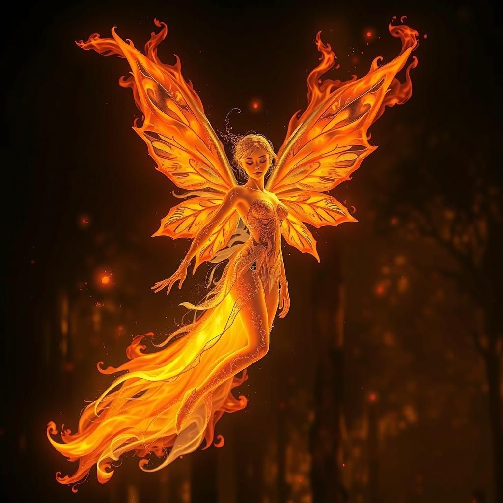 Ethereal Fire Fairy in Dreamy Digital Art Style