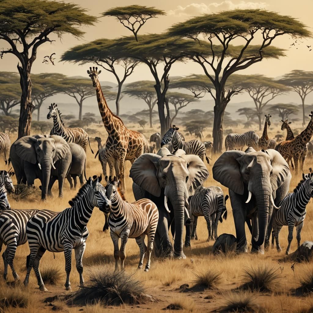 Safari Adventure on the Savannah at Dawn