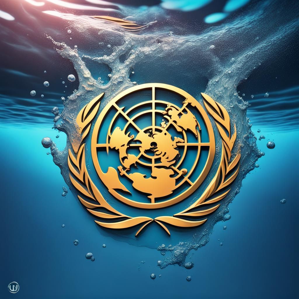 Underwater UN Symbol: Hyperrealistic Splash Art