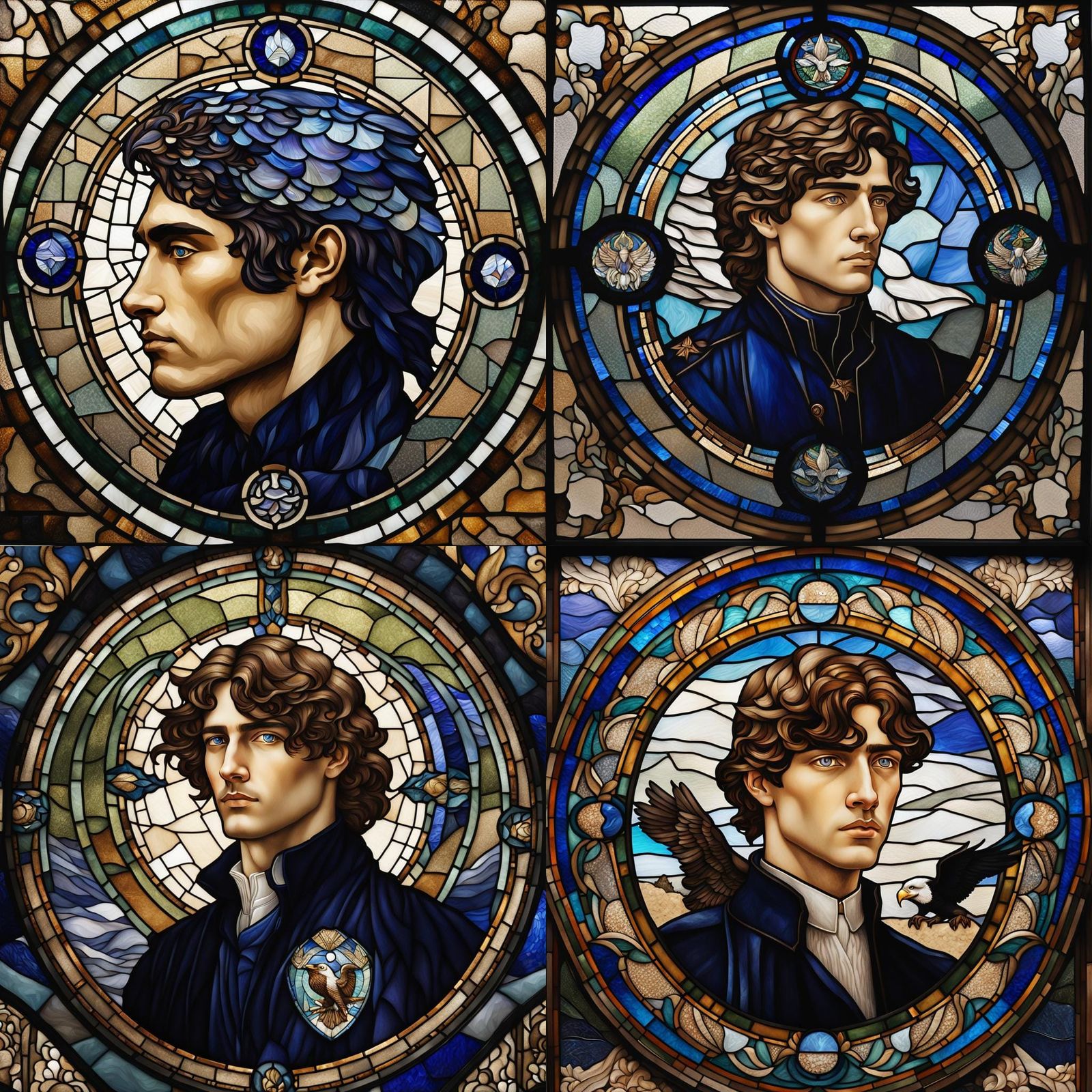 Stained Glass Portrait in Art Deco Style