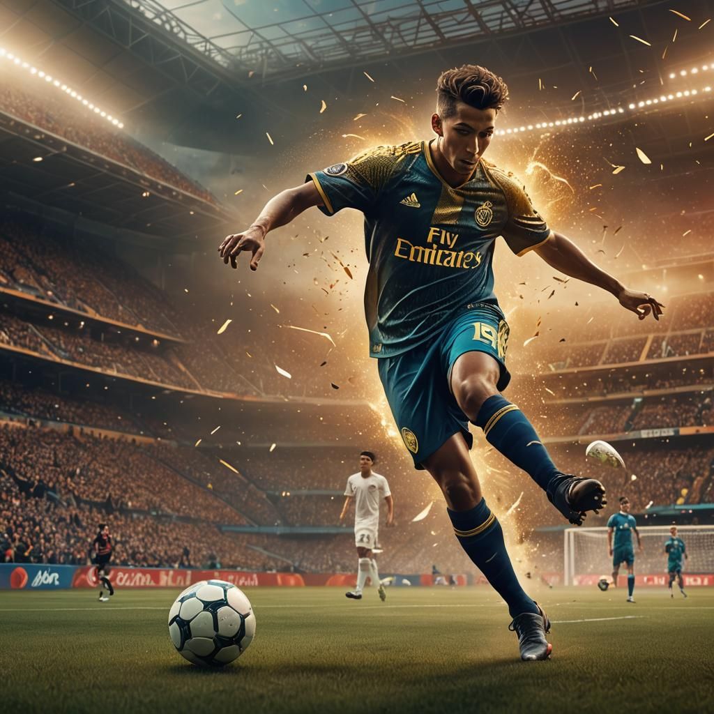 Soccer Player on Dreamlike Field: Fantasy Illustration
