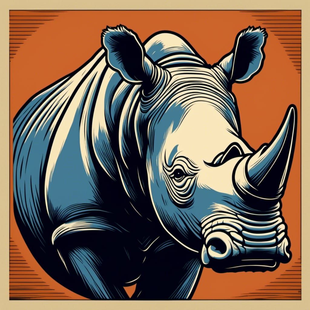 Cel-Shaded Rhino with Bold Outlines