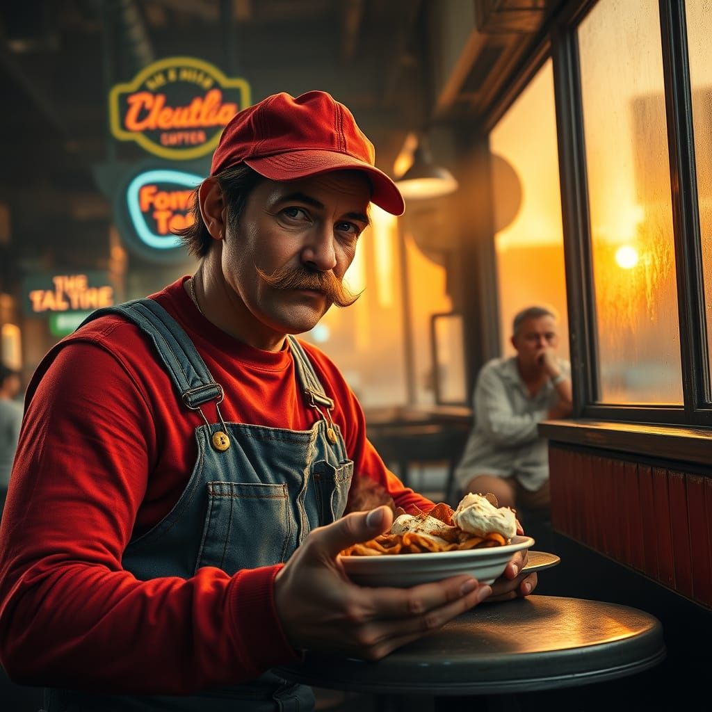Mario IRL in 90s NYC Cafe