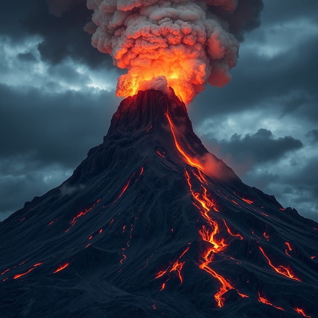 Volcanic Eruption in Hyperrealistic HDR