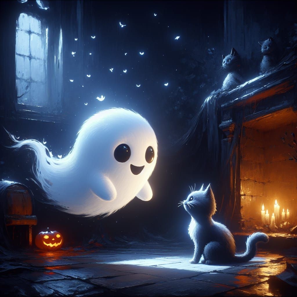 Charming Ghost and Cat Concept Art